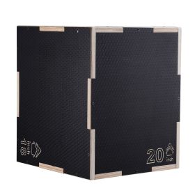 3 in 1 Plyometric Jump Box, 20/18/16 Inch Wooden Plyo Box, Platform & Jumping Agility Box