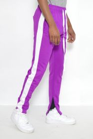 SLIM FIT SINGLE STRIPE TRACK PANT (Color: PURPLE WHITE, size: M)