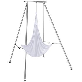 Aerial Yoga Frame & Yoga Hammock, 9.67 ft Height Professional Yoga Swing Stand Comes with 6.6 Yards Aerial Hammock (Includes Hammock: Yes, Color: White)