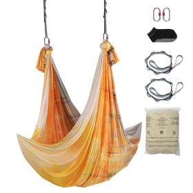 Aerial Yoga Hammock & Swing, 5.5 Yards, Aerial Yoga Starter Kit with 100gsm Nylon Fabric, Full Rigging Hardware & Easy Set-up Guide (Color: Gradient Gold, size: 5 x 2.8 m)
